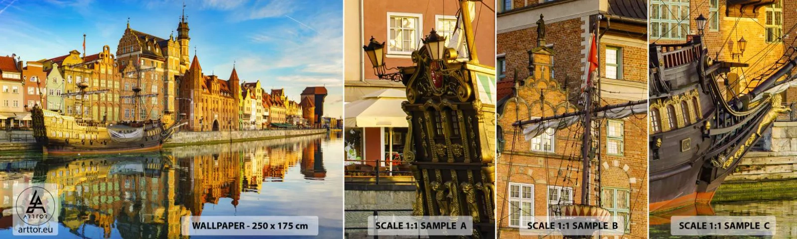 Fotótapéta Minta Standard Eco - A múlt tükörképe - Város, Gdańsk, Építészet - 100x30 cm