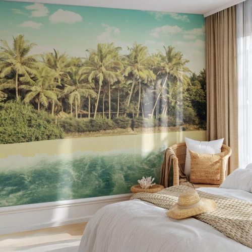 Öntapadós Fotótapéta Deluxe Sticker - Talán itt? - Tájkép, Strand, Kókuszpálma - 350x256 cm