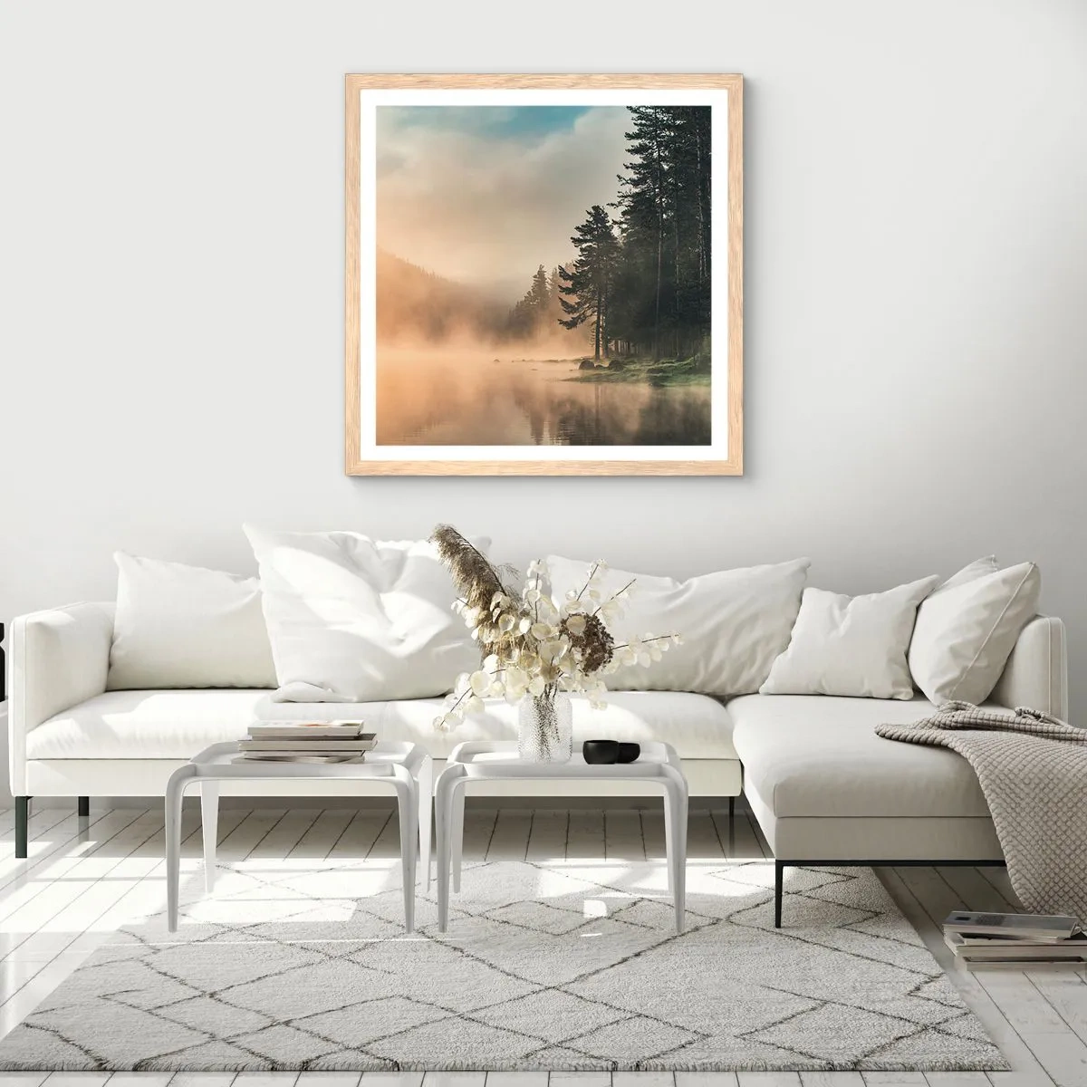 Poszter világos tölgy keretben - A nap születése - 40x40 cm