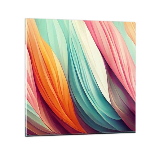 Üveg kép - Szivárványos szövés - 70x70 cm