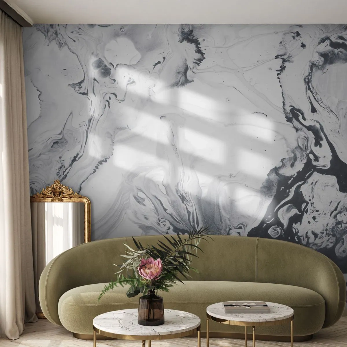 Fotótapéta Premium Canvas - A Föld belseje - Absztrakció, Darab, Fekete és fehér - 350x256 cm