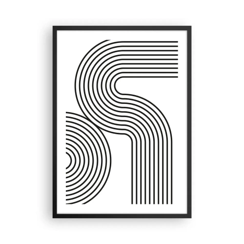 Poszter fehér keretben - Modern grafika fekete-fehér absztrakt vonalakkal - 50x70cm - Egy ívben - Modern fali dekoráció nappalihoz és hálószobához ARTTOR
