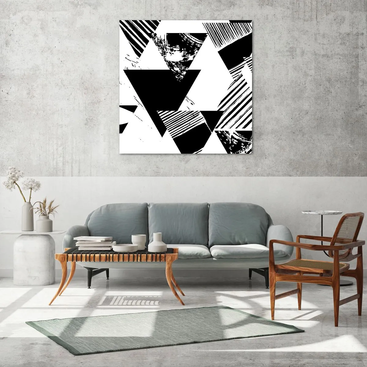 Üveg kép - Háromszögek esője - 70x70 cm