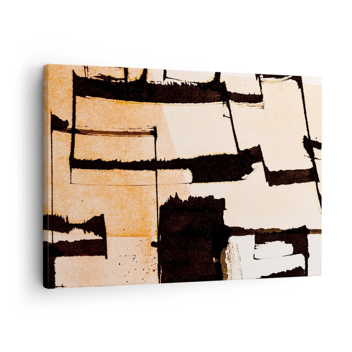 Vászonkép - Geometrikus minták barna és bézs árnyalatokban - 70x50cm - Mégis rend - Modern fali dekoráció nappalihoz és hálószobához ARTTOR