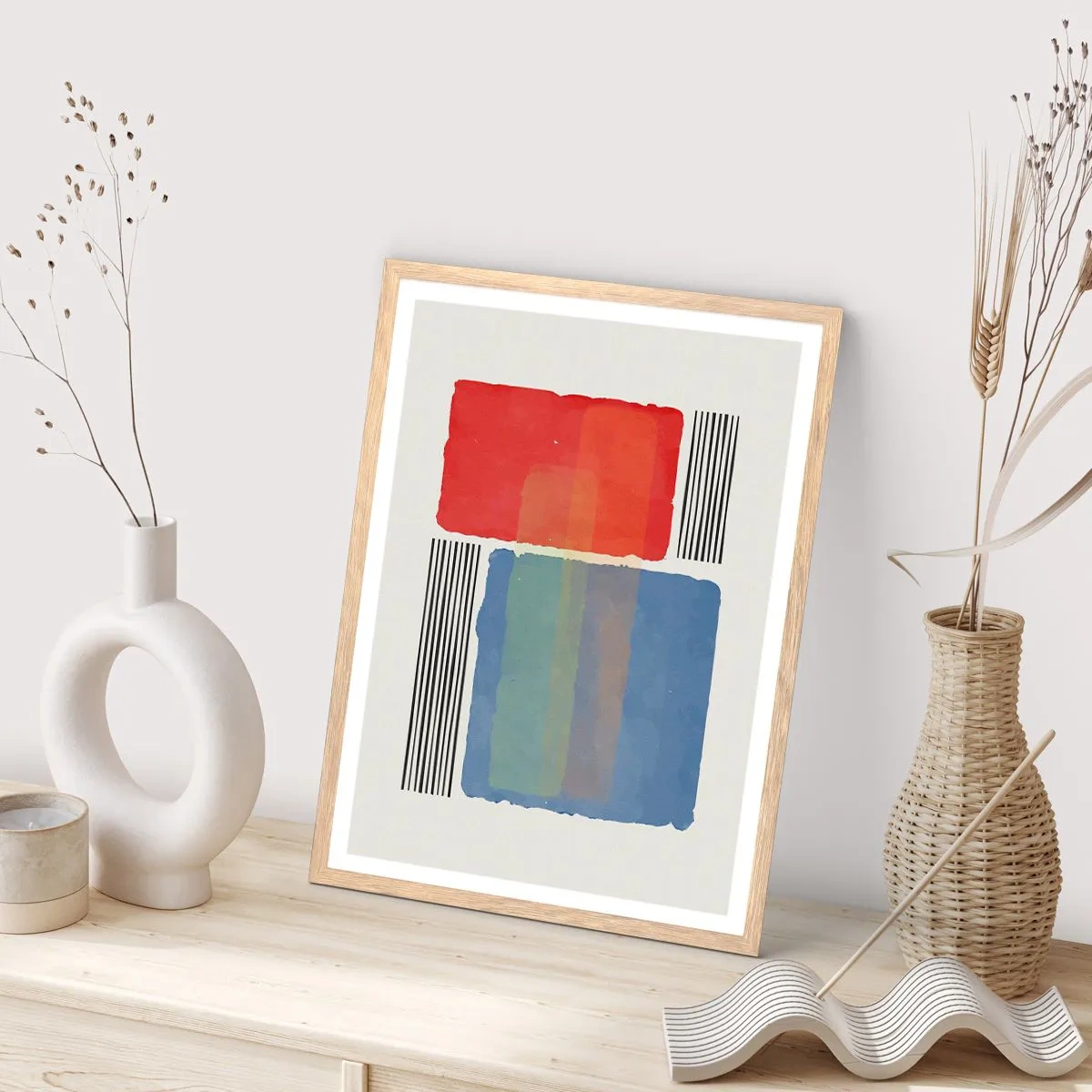 Poszter világos tölgy keretben - A geometria szelleme és betűje - 70x100 cm