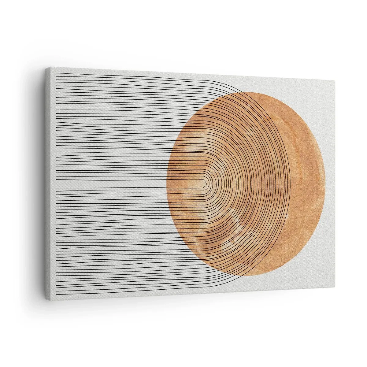 Vászonkép - Geometriai kompozíció meleg színű körökkel és vonalakkal. - 70x50cm - Egy napsütéses kompozíció - Modern fali dekoráció nappalihoz és hálószobához ARTTOR