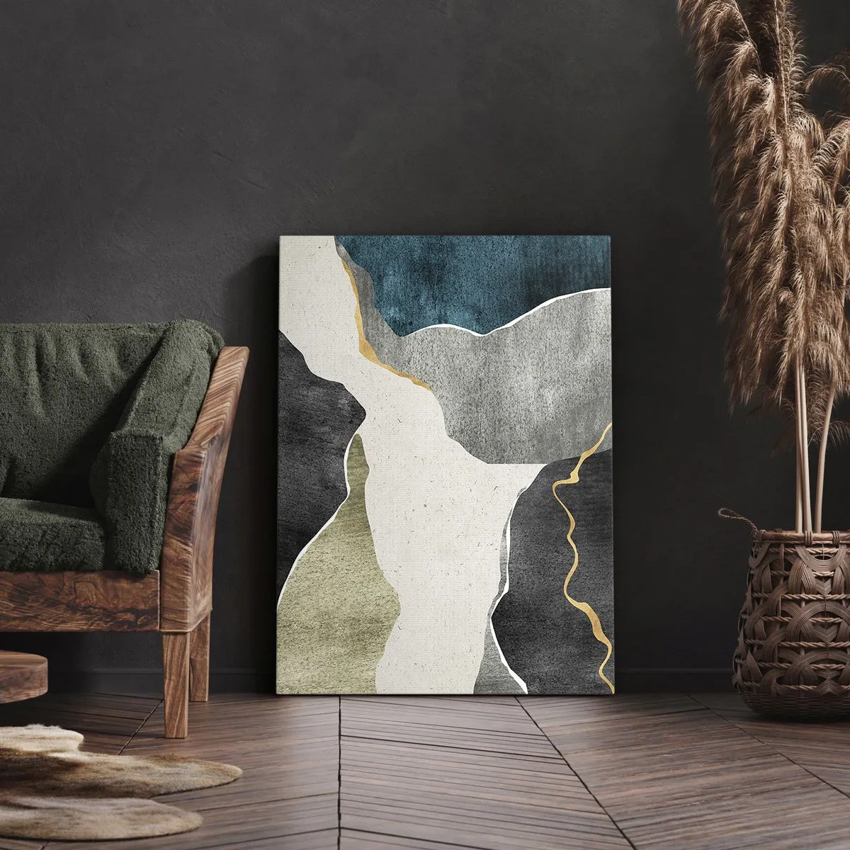 Vászonkép - Mozaik kompozíció aranyszállal - 45x80 cm