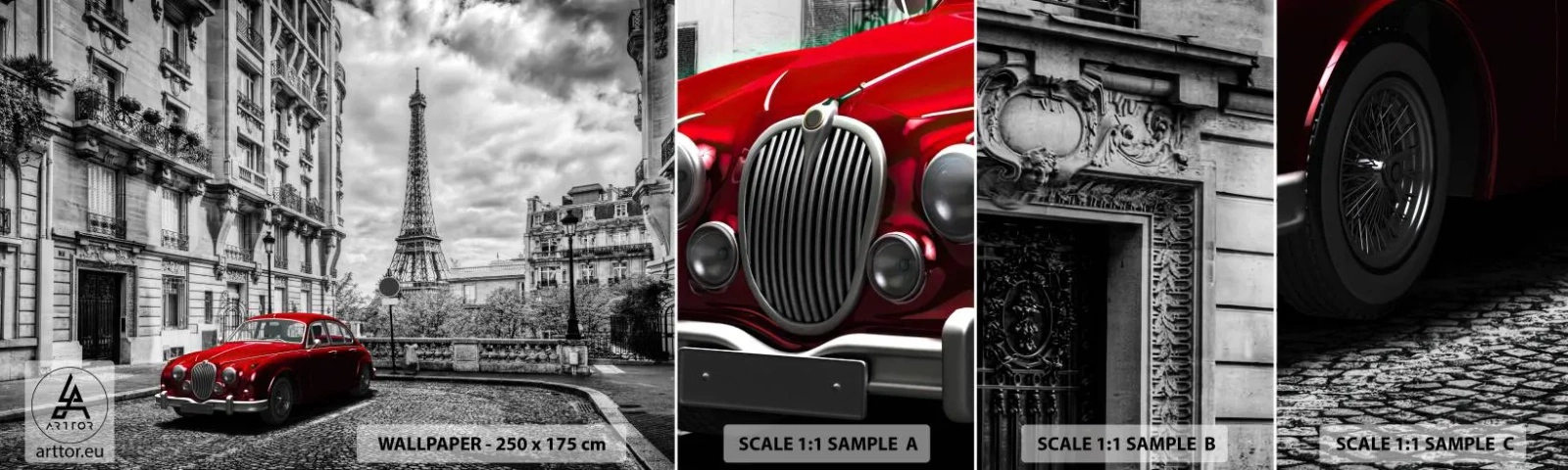 Fotótapéta Minta Öntapadós Deluxe Sticker - Ragadozó a városban - Város, Eiffel-torony, Párizs - 100x30 cm