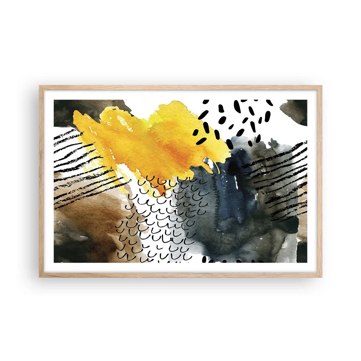 Poszter világos tölgy keretben - Az elemek találkozása - 91x61 cm