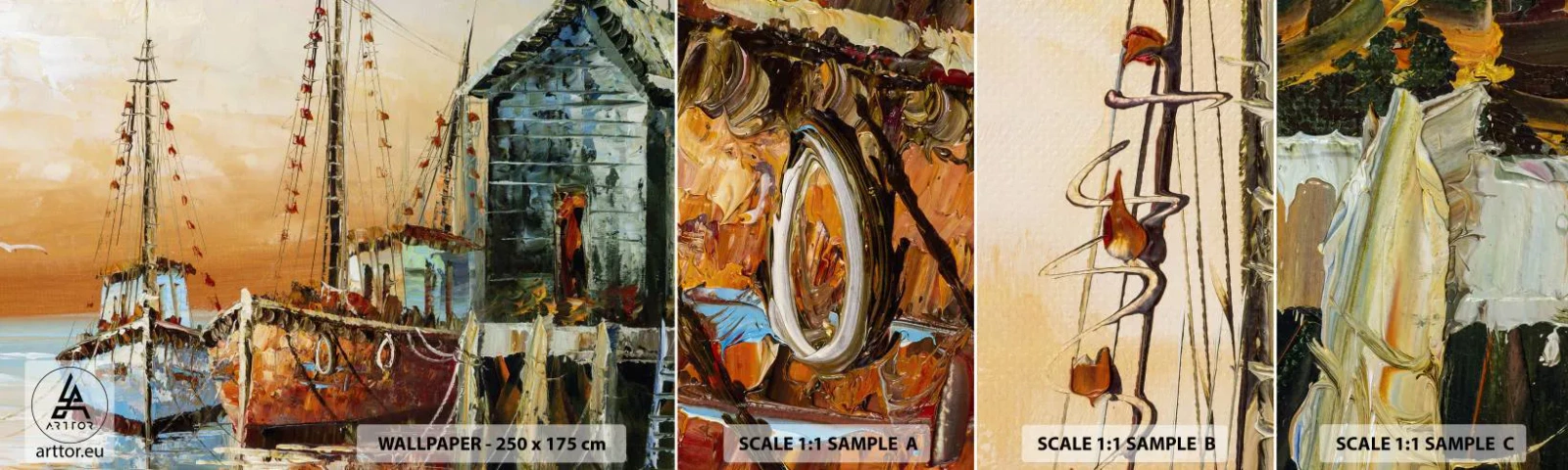 Fotótapéta Minta Öntapadós Deluxe Sticker - Nyugodt visszatérés - Halászhajó, Halászkikötő, Darab - 100x30 cm