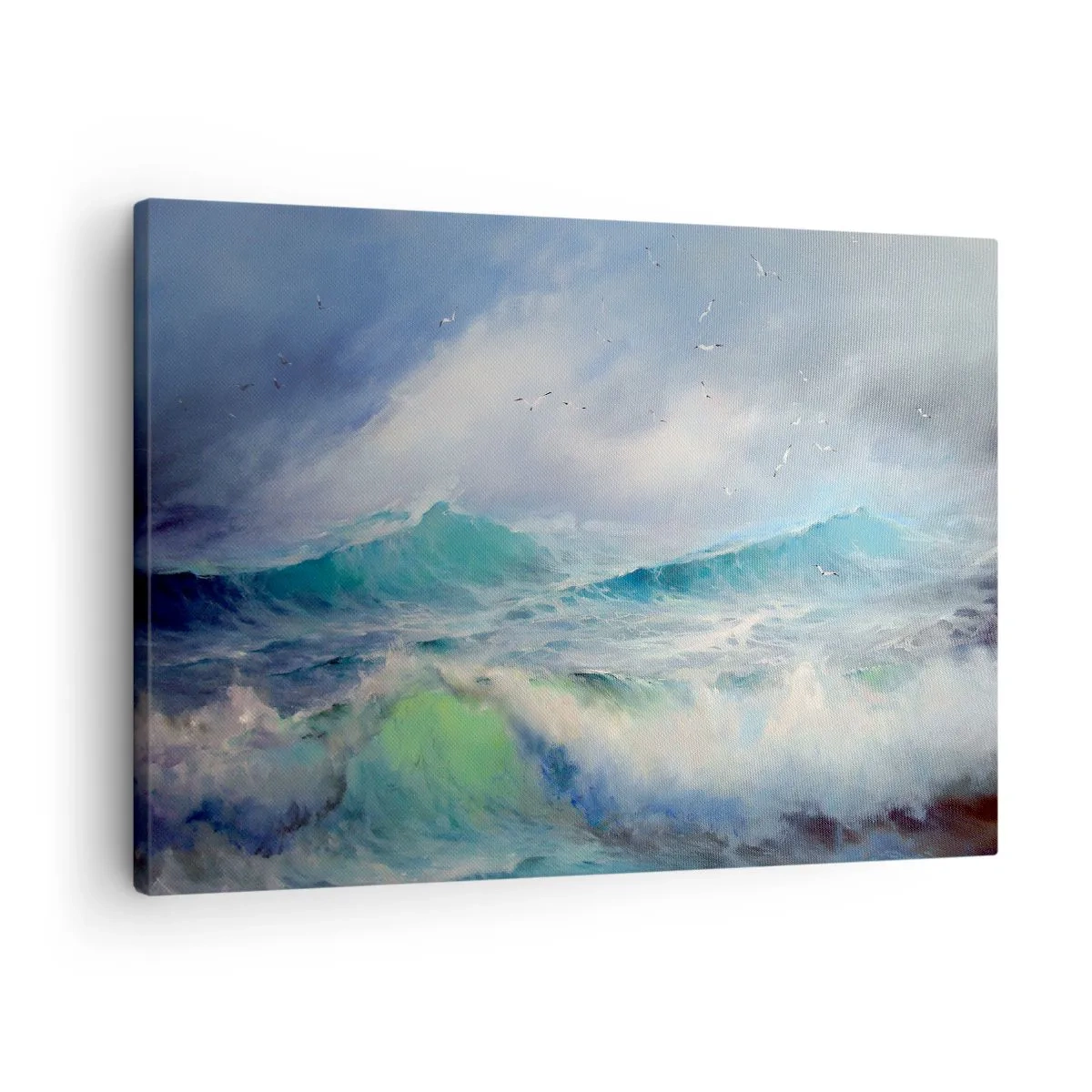 Vászonkép - Durva hullámok az óceánon - 70x50cm - "A forgószél diadalmasan üvöltött...” - Modern fali dekoráció nappalihoz és hálószobához ARTTOR