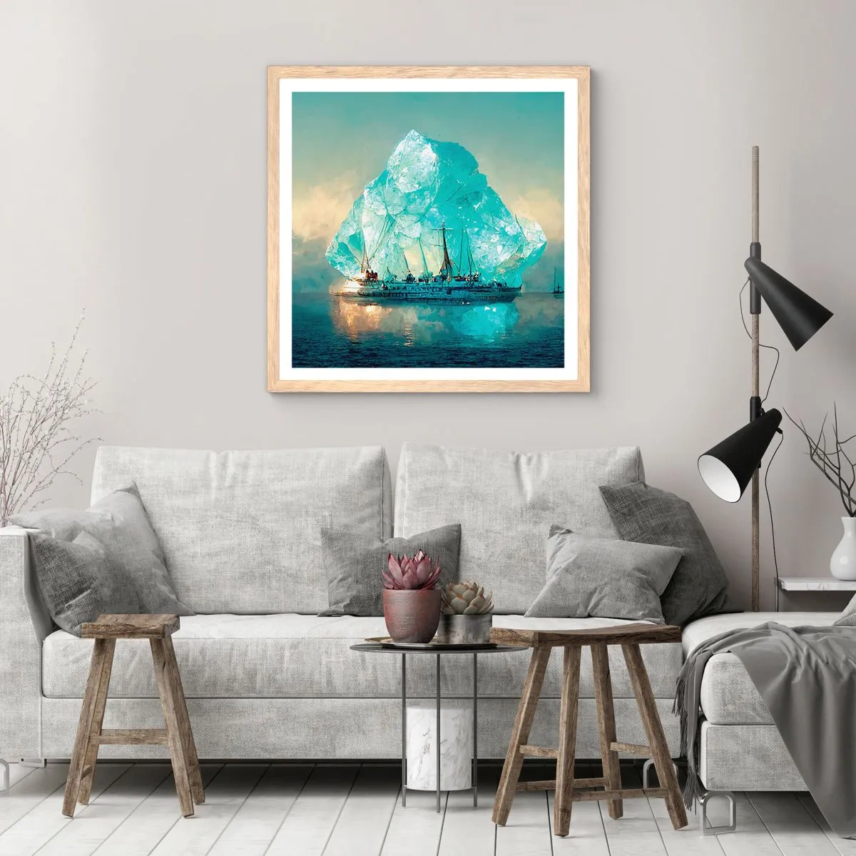 Poszter világos tölgy keretben - Sarkvidéki gyémánt - 50x50 cm
