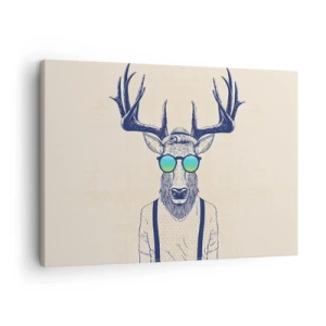 Vászonkép - Stilizált szarvas napszemüvegben - 70x50cm - Kire számítottál? - Modern fali dekoráció nappalihoz és hálószobához ARTTOR
