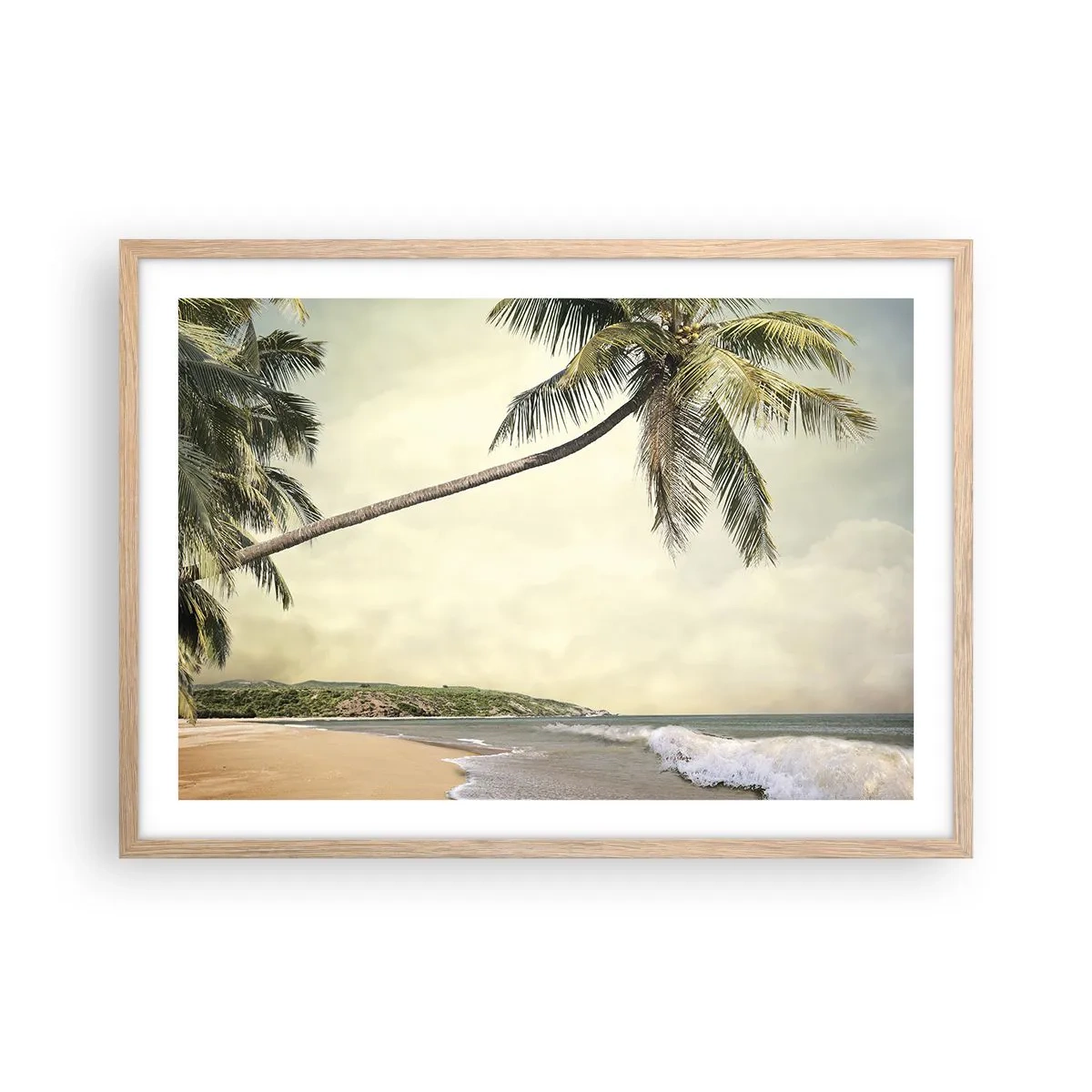 Poszter világos tölgy keretben - Trópusi álom - 70x50 cm