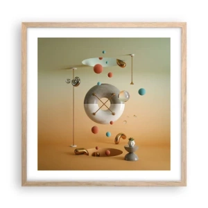 Poszter világos tölgy keretben - Bármi megtörténhet - 50x50 cm