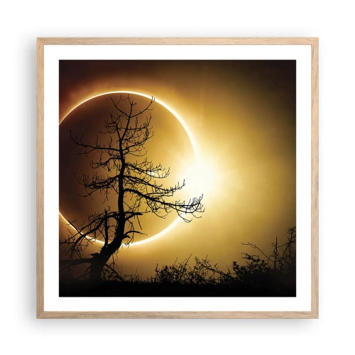Poszter világos tölgy keretben - Teljes napfogyatkozás - 60x60 cm
