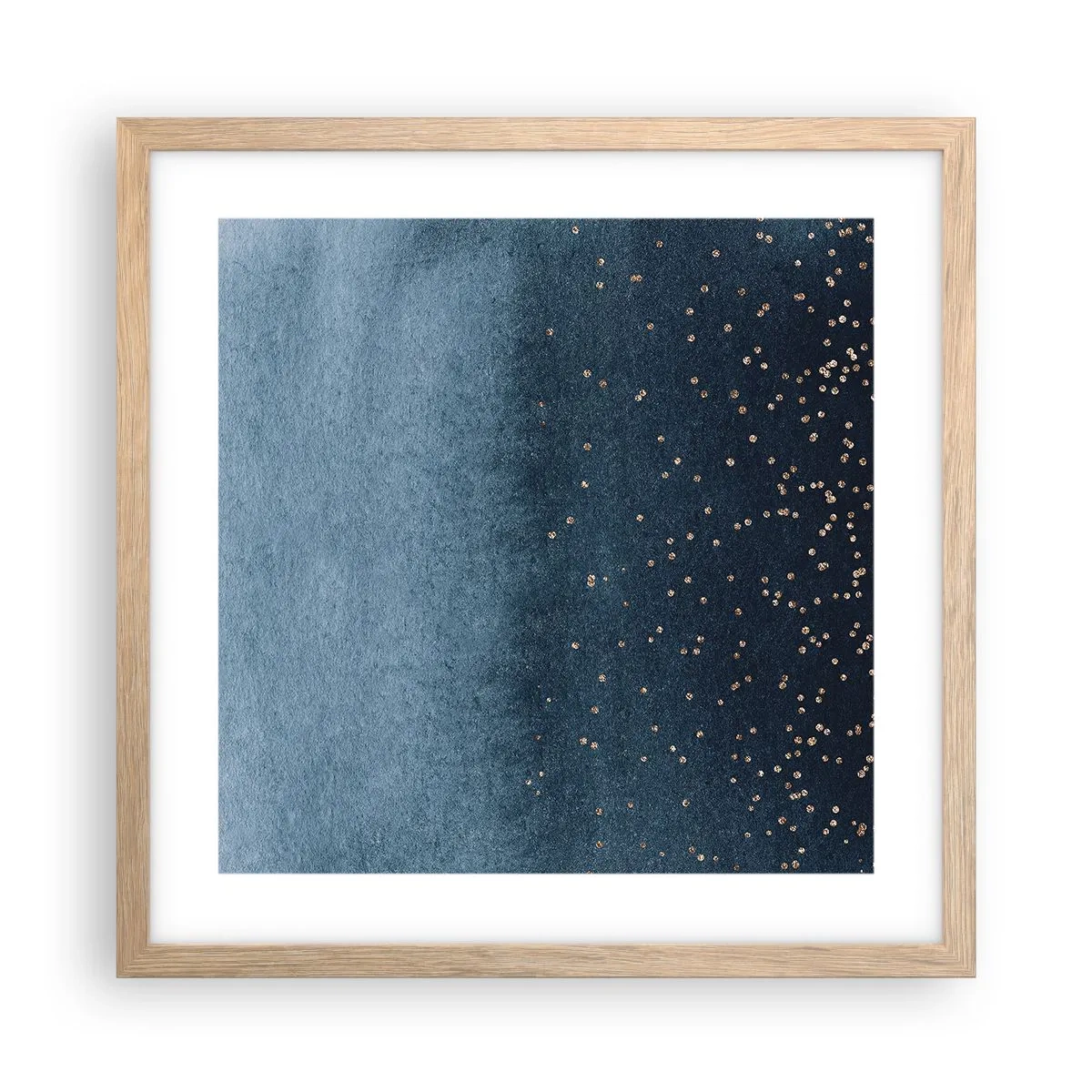 Poszter világos tölgy keretben - Kompozíció - kék fázisok - 40x40 cm