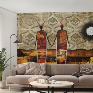 Öntapadós Fotótapéta Deluxe Sticker - Etnikai összetétel Afrika színeiben - Emberek, Afrika, Grafika - 500x350 cm