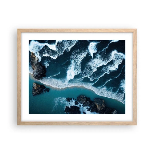 Poszter világos tölgy keretben - Hullámokba burkolózva - 50x40 cm