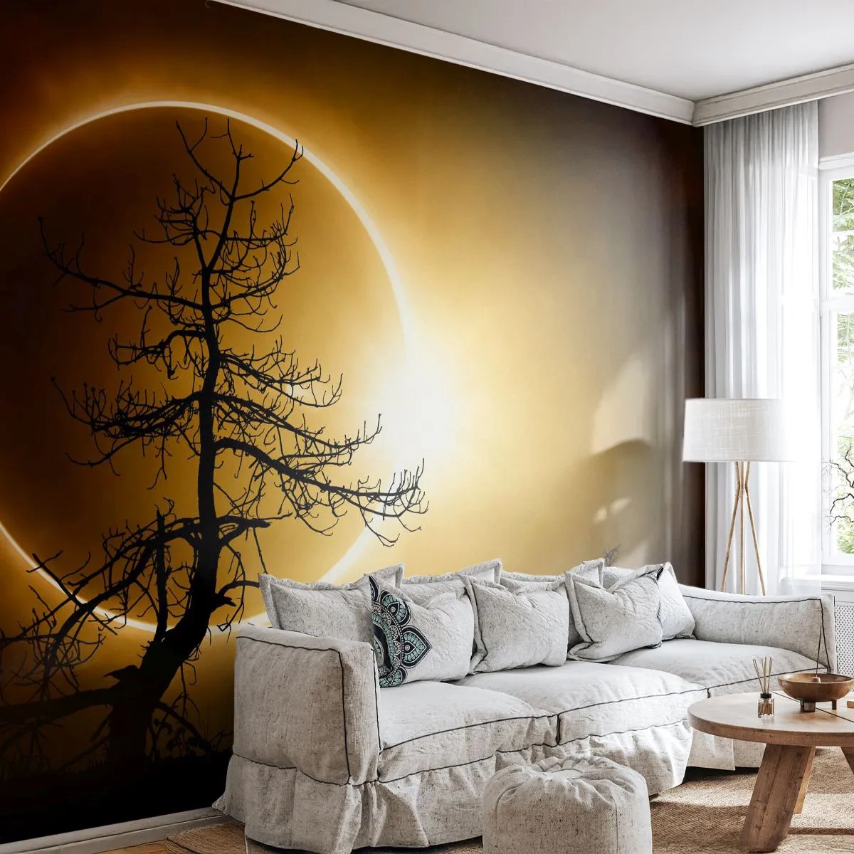 Fotótapéta Premium Canvas - Teljes napfogyatkozás - Fogyatkozás, Fa, Tájkép - 250x175 cm