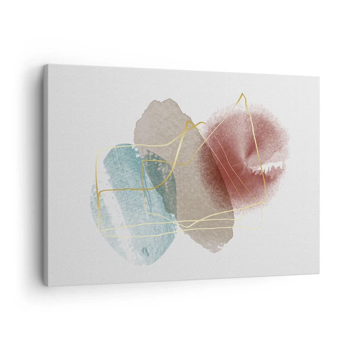 Vászonkép - Absztrakt formák finom színekkel és arany vonalakkal - 70x50cm - Az űr koralljai - Modern fali dekoráció nappalihoz és hálószobához ARTTOR