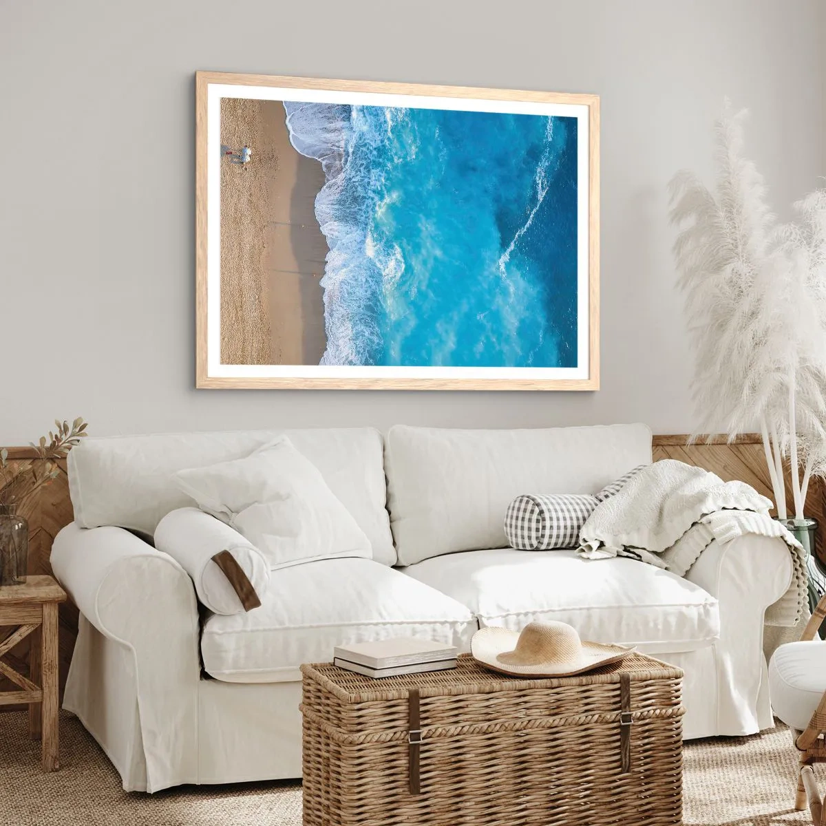 Poszter világos tölgy keretben - A kék ereje - 50x40 cm