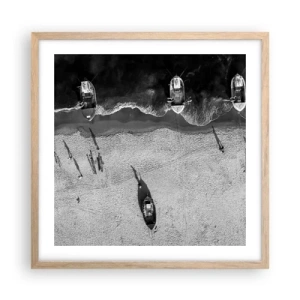 Poszter világos tölgy keretben - Még mindig a parton... - 50x50 cm