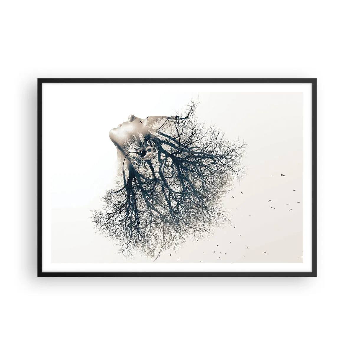 Poszter fehér keretben - Hallgatva a fa suttogását - 100x70 cm