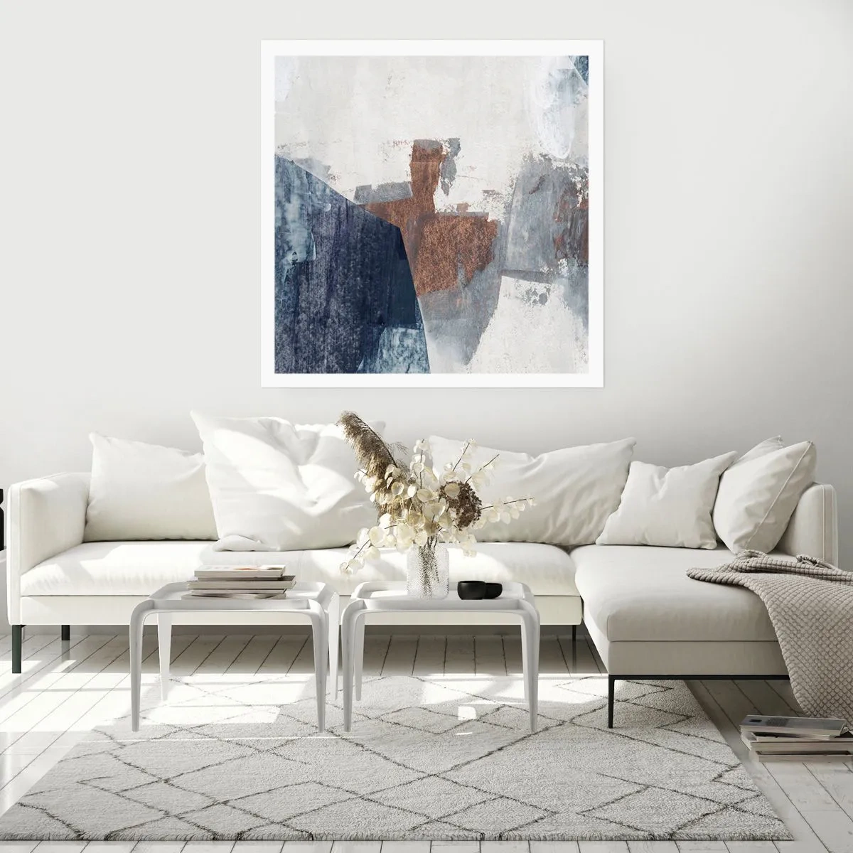 Poszter - Kékes barna formák - 40x40 cm
