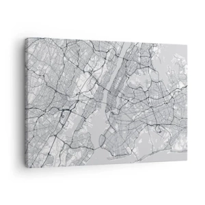 Vászonkép - Várostérkép minimalista stílusban, szürke alapon - 70x50cm - Metropolisz anatómiája - Modern fali dekoráció nappalihoz és hálószobához ARTTOR