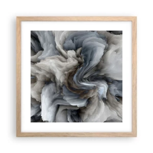 Poszter világos tölgy keretben - Kő és virág - 40x40 cm