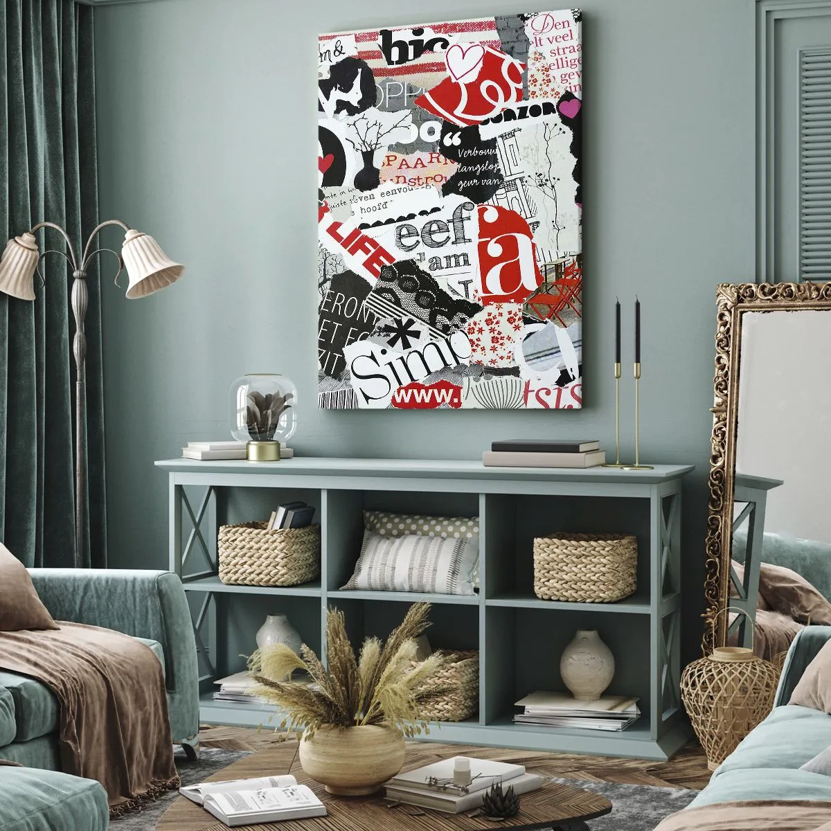 Vászonkép - Hipszter kollázs - 45x80 cm