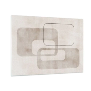 Üveg kép - Minimalista bézs téglalapok világos háttér előtt - 70x50cm - Geometrikus fúga - Modern fali dekoráció nappalihoz és hálószobához ARTTOR