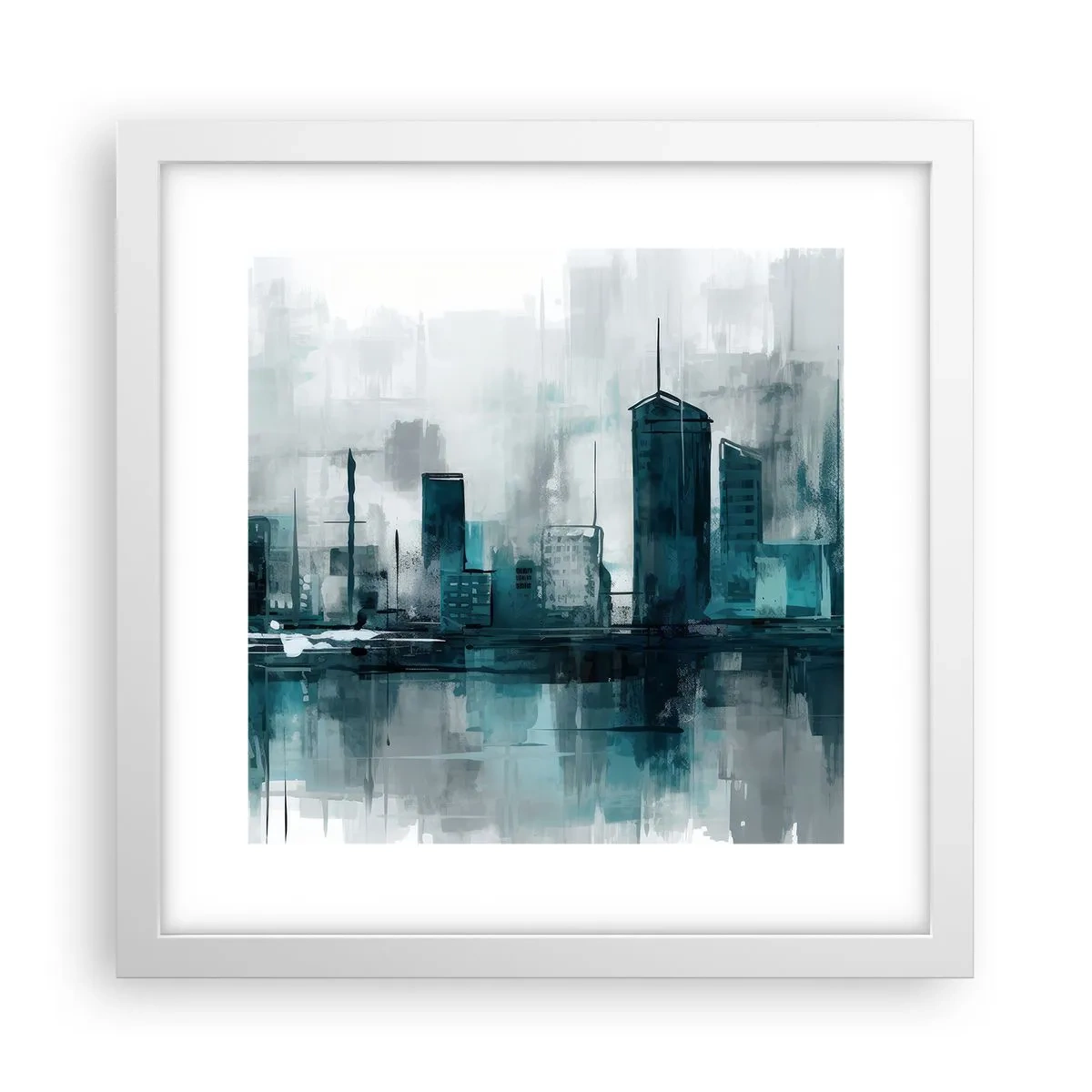 Poszter fekete keretben - Esőszínű város - 30x30 cm