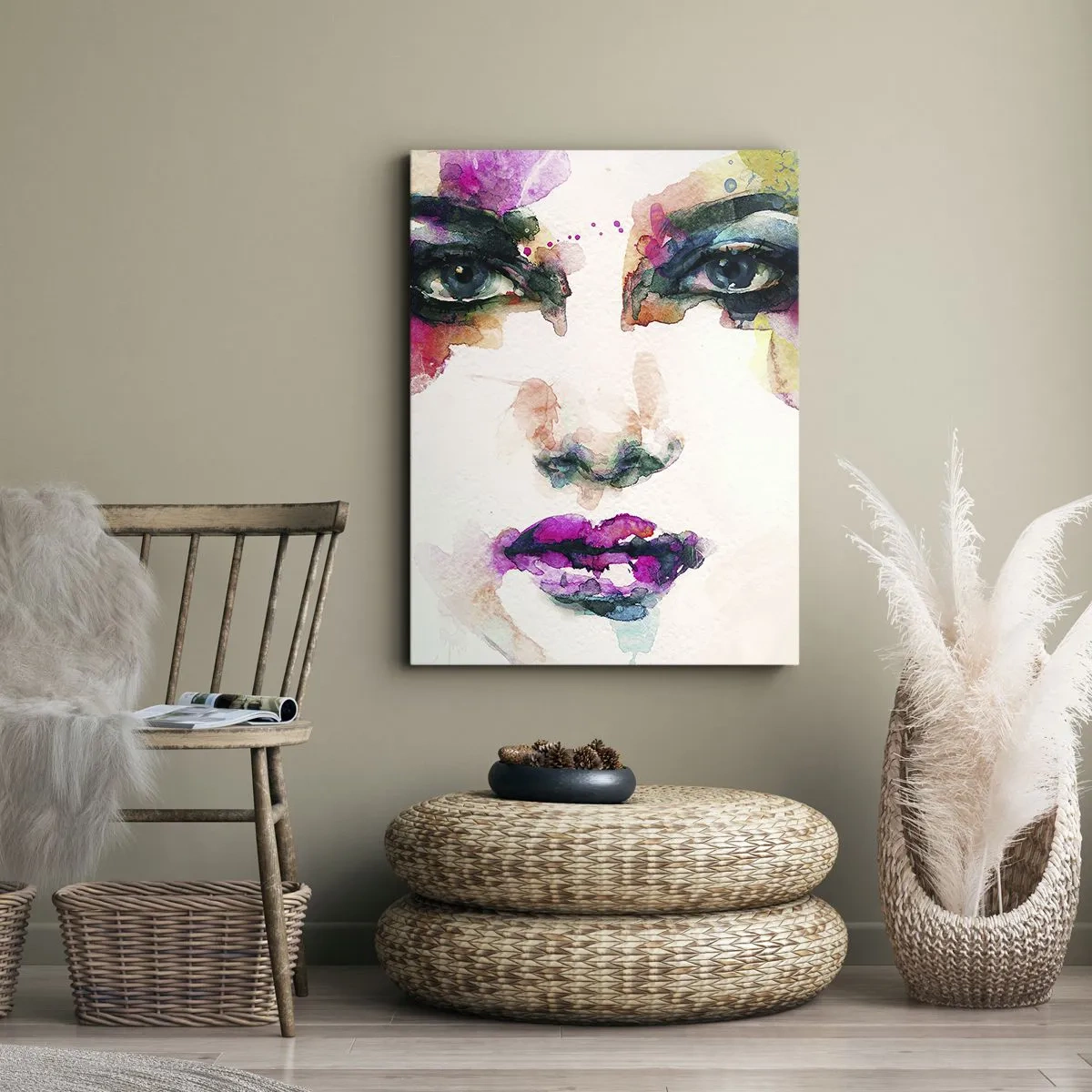 Vászonkép - Szivárvánnyal festett portré - 50x70 cm