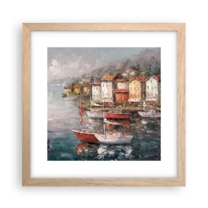 Poszter világos tölgy keretben - Romantikus kikötő - 30x30 cm