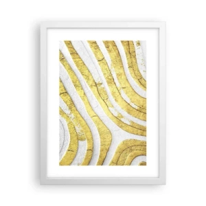 Poszter fekete keretben - Kompozíció fehér és arany színben - 30x40 cm