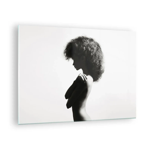 Üveg kép - Női akt kontrasztos fekete-fehér fényben - 70x50cm - Mint virág a karcsú száron - Modern fali dekoráció nappalihoz és hálószobához ARTTOR