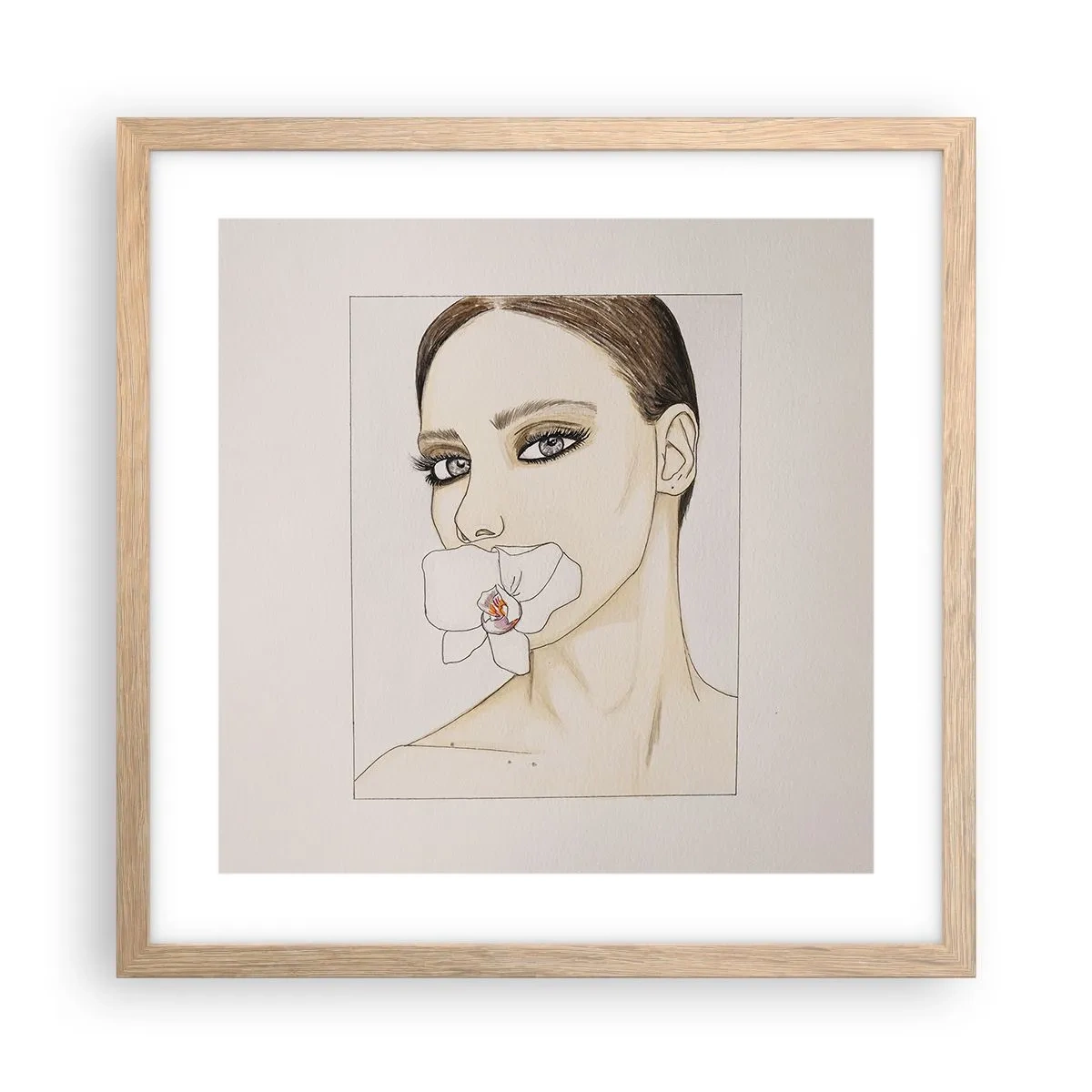 Poszter világos tölgy keretben - Az elegancia és a szépség szimbóluma - 40x40 cm