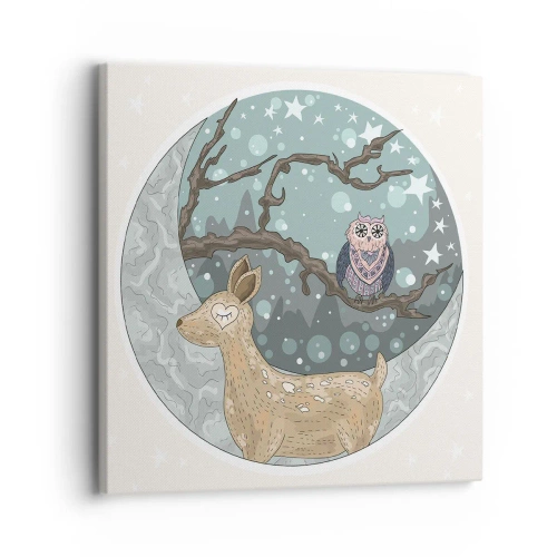 Vászonkép - Mesebeli erdei éjszaka - 30x30 cm