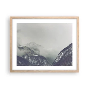 Poszter világos tölgy keretben - Ködös völgy - 50x40 cm