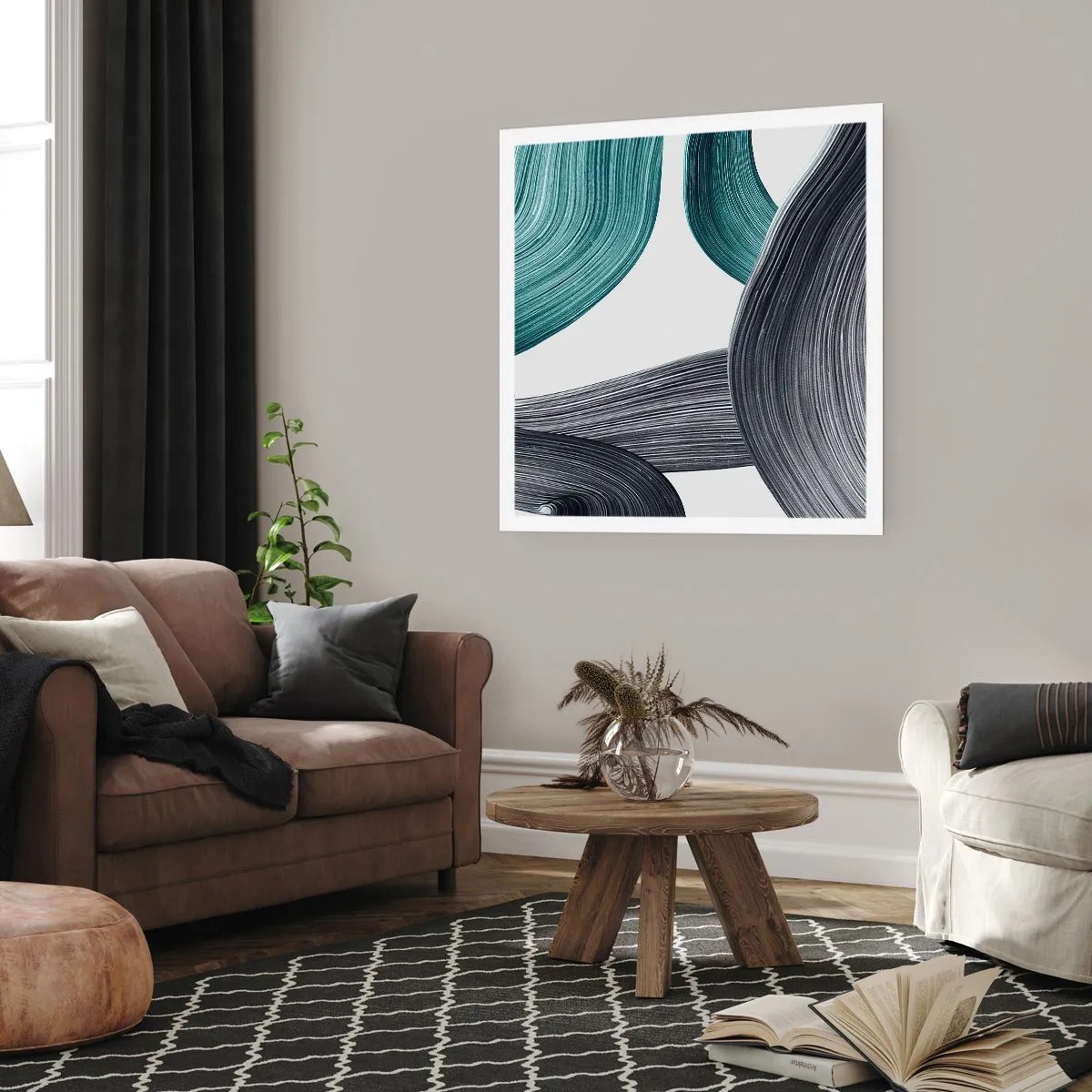 Poszter - Smaragdzöld és fekete nyomok - 50x50 cm