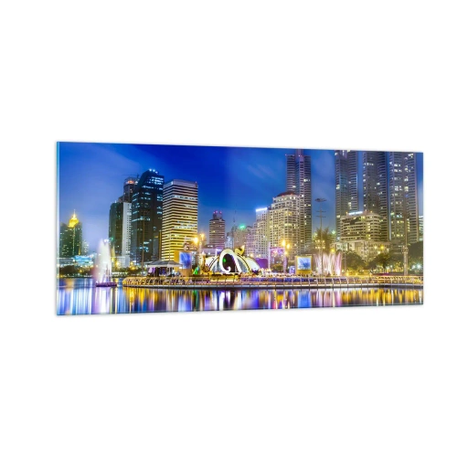 Üveg kép - Metropolis szivárvány éjszakája - 100x40 cm