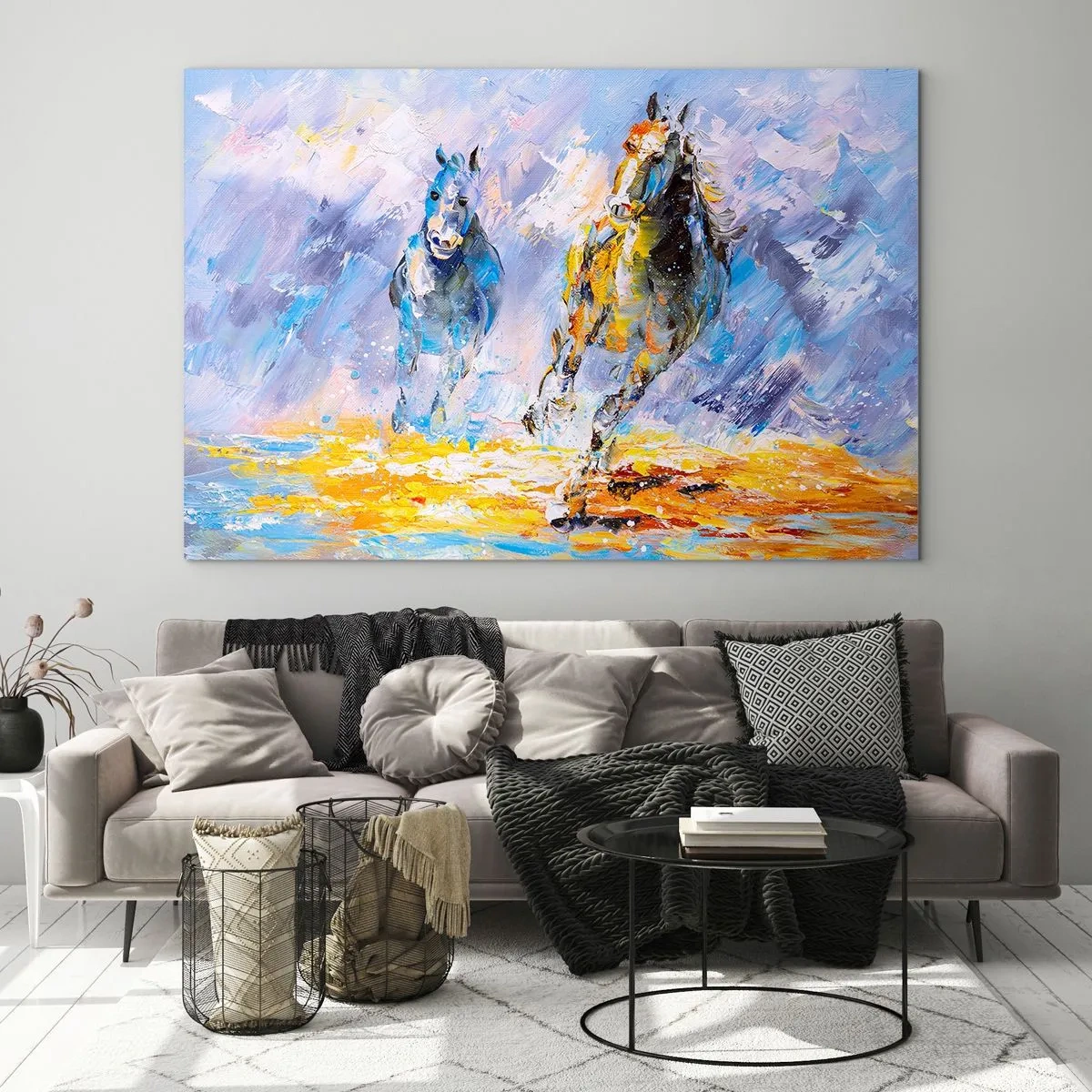 Üveg kép - Átvágtatva a vakító fényen - 120x80 cm