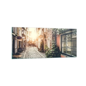 Üveg kép - Rózsa sikátor rózsaszín fényben - 120x50 cm