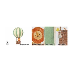 Fotótapéta Minta Premium Sand - Leon utazásai - Ballon, Oroszlán, Gyermekek - 100x30 cm