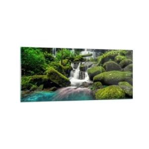 Üveg kép - Türkiz, zafír és folyékony ezüst - 120x50 cm