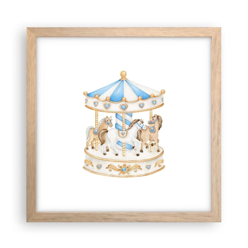 Poszter világos tölgy keretben - Édes gyermekkor - 30x30 cm