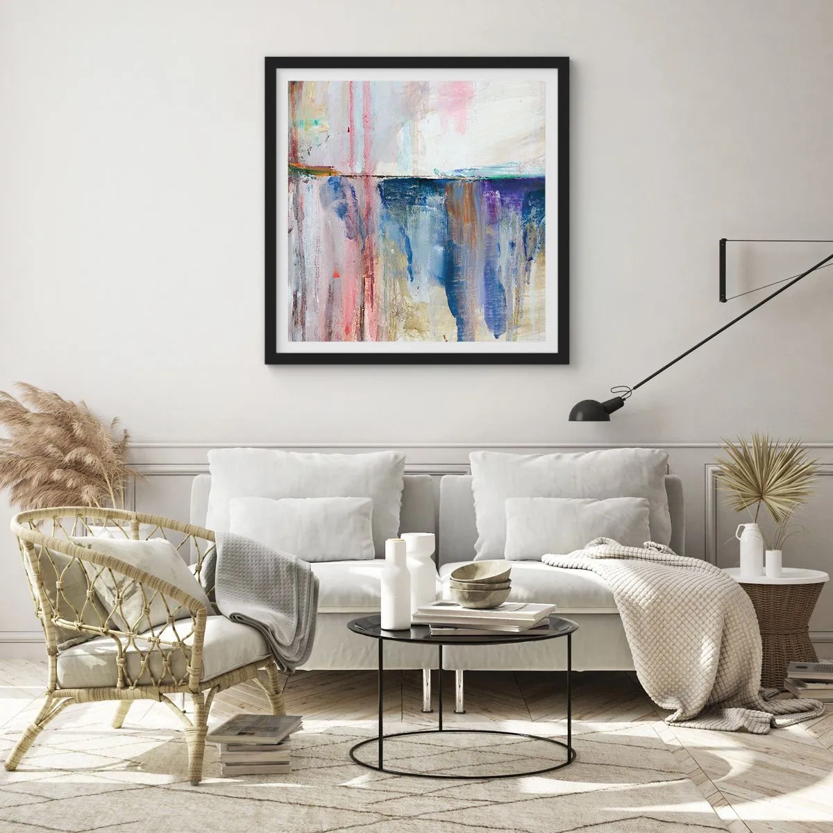 Poszter fehér keretben - Színes benyomások és társítások - 60x60 cm