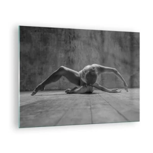 Üveg kép - Táncos pózban a padlón - 70x50cm - Előkerített szimmetria  - Modern fali dekoráció nappalihoz és hálószobához ARTTOR